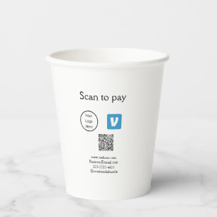 Q R code venmo scan to pay add logo social media Paper Cups
