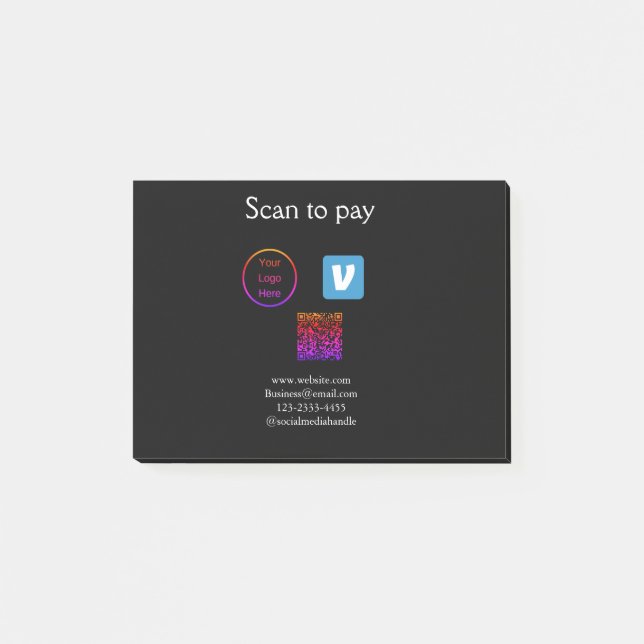 Q R code venmo scan to pay add logo social media Post-it Notes (Front)