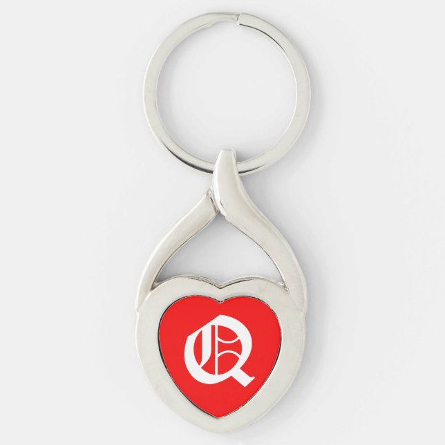"Q" Red Heart Keychain (Front)