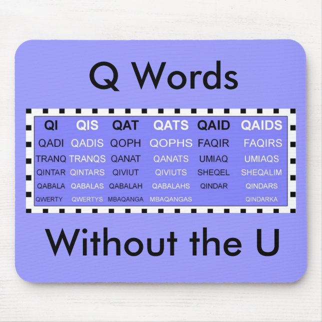 Q Words without the U mousepad (Front)