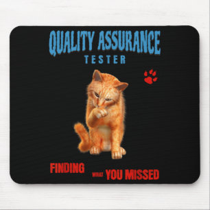 QA Tester Cat Debugging Funny Coding Design Mouse Pad