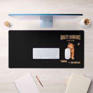 QA Tester Cat Humour Desk Mat