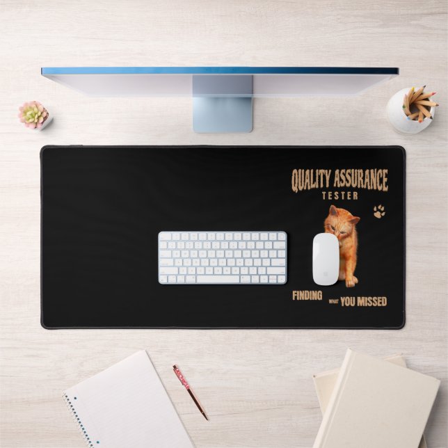 QA Tester Cat Humour Desk Mat (Office 1)