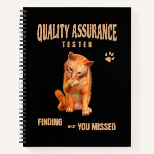 QA Tester Cat Humour Notebook