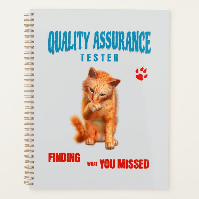 QA Tester Cat Humour Planner (Front)