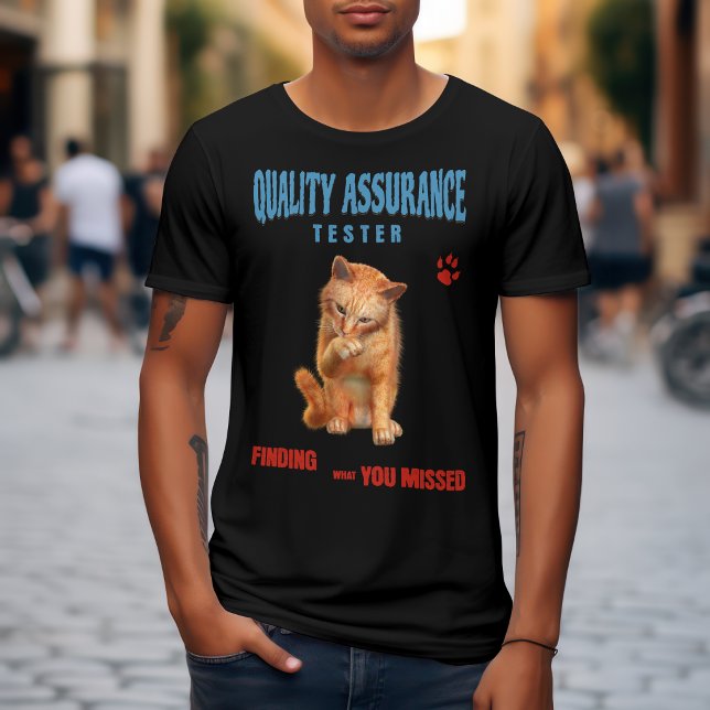 QA Tester Cat Humour T-Shirt (Creator Uploaded)