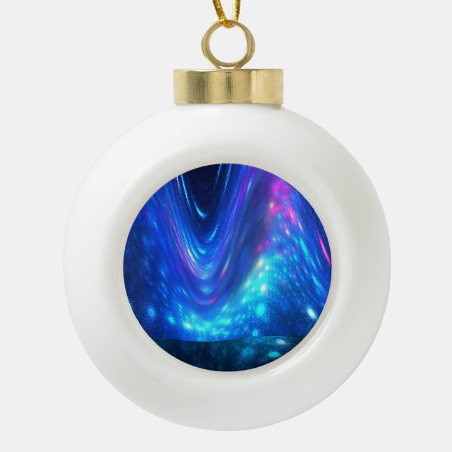 Qaanaaq - Northern Lights Ceramic Ball Christmas Ornament (Front)