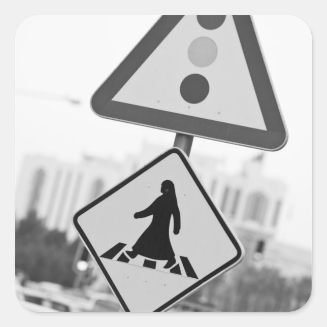 Qatar, Ad Dawhah, Doha. Arabian Pedestrian 2 Square Sticker (Front)