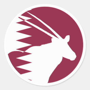 Qatar Arabian oryx Qatari National Animal Flag Classic Round Sticker