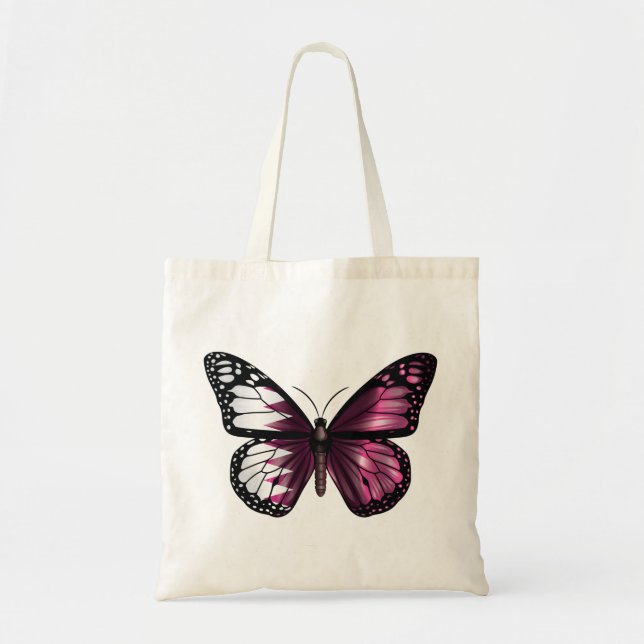 Qatar butterfly monarch flag tote bag (Front)