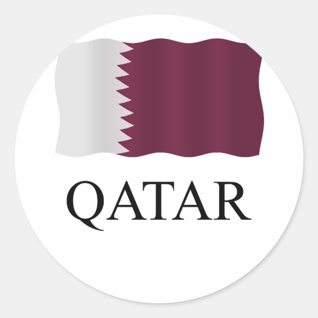 Qatar flag classic round sticker (Front)