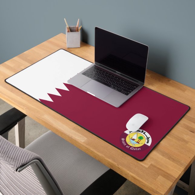 Qatar flag-coat of arms desk mat (Office 2)