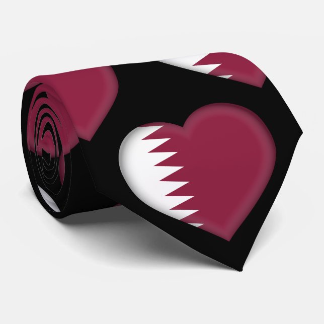 Qatar Flag Colours Heart Pattern Tie (Rolled)