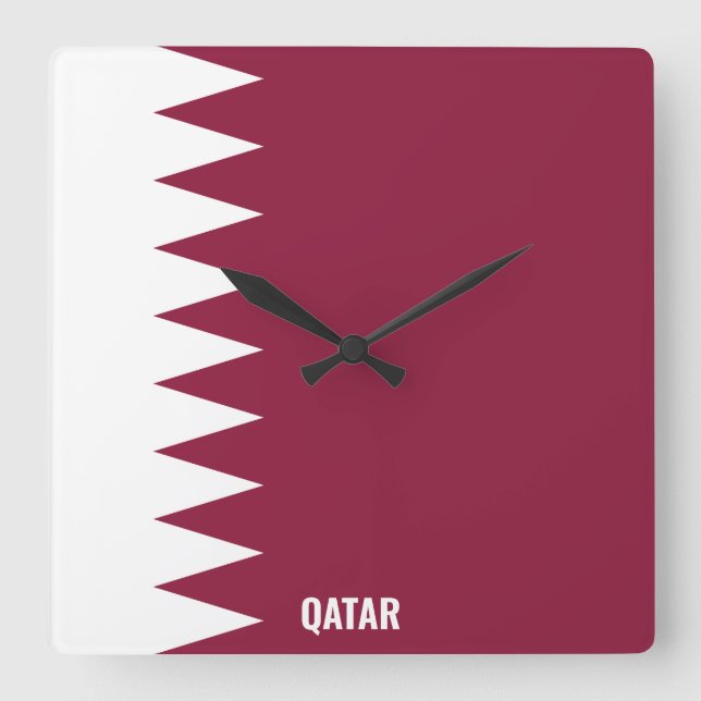 Qatar Flag Dazzling Patriotic Square Wall Clock (Front)