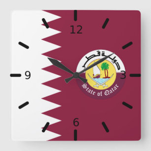 Qatar flag-Emblem Square Wall Clock