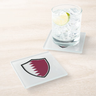 Qatar flag glass coaster
