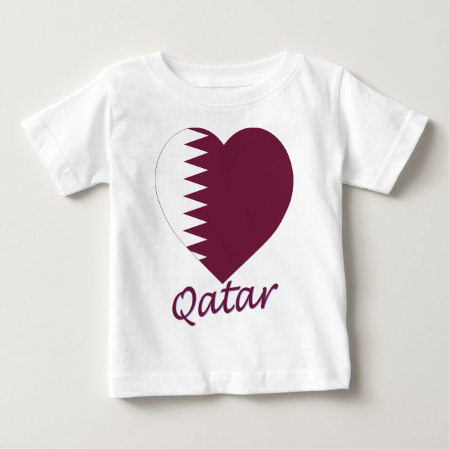 Qatar Flag Heart Baby T-Shirt (Front)
