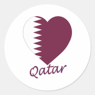 Qatar Flag Heart Classic Round Sticker
