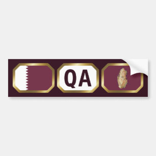 Qatar Flag Map Code Bumper Sticker