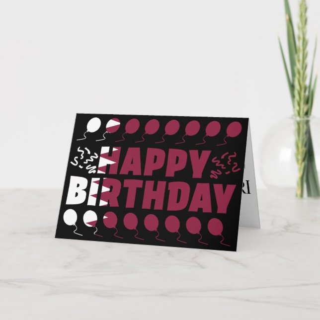 Qatar Flag Patriotic Birthday Card (Front)