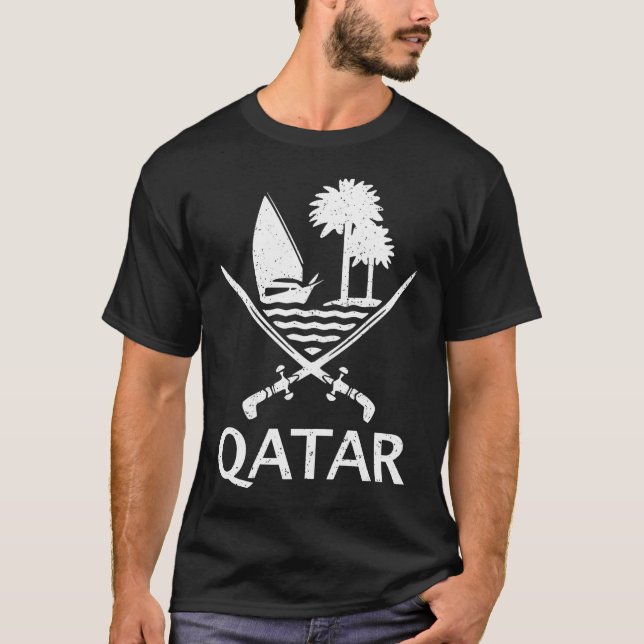 Qatar Flag Qatari Emblem T-Shirt (Front)