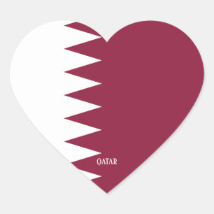Qatar Flag Splendid Patriotic Heart Sticker