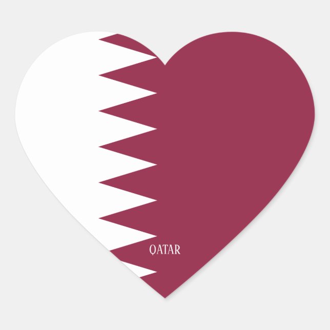 Qatar Flag Splendid Patriotic Heart Sticker (Front)