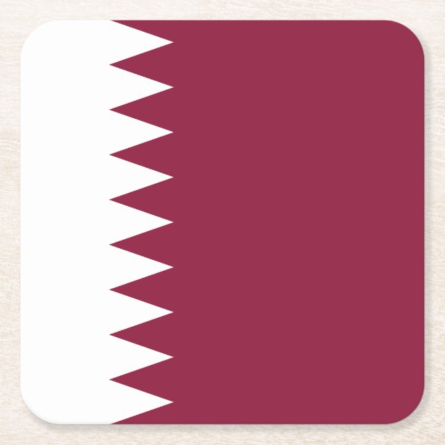 Qatar Flag Square Paper Coaster (Front)