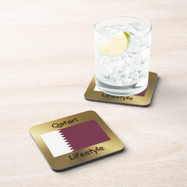 Qatar Flag+Text Coaster (Right Side)