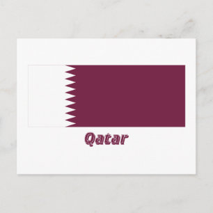 Qatar Flag with Name Postcard