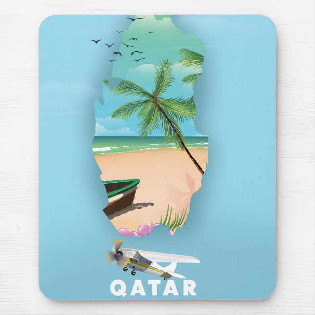 Qatar illustrated travel poster print mouse pad (Front)