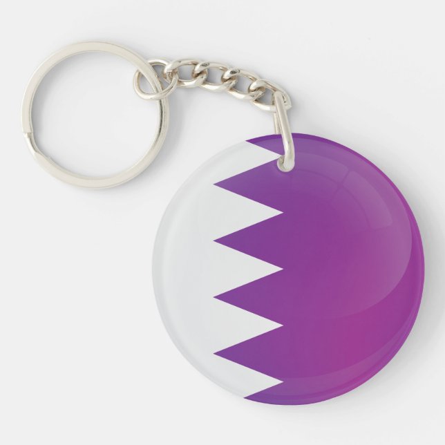 Qatar  Round Icon Flag  Key Ring (Front)