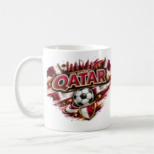 Qatar Soccer Fan Mug   Patriotic Football Supporte
