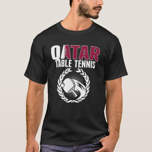 Qatar Table Tennis  Qatari Ping Pong Supporter Spo T-Shirt (Front)