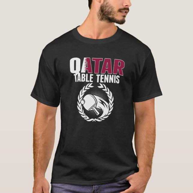 Qatar Table Tennis  Qatari Ping Pong Supporter Spo T-Shirt (Front)