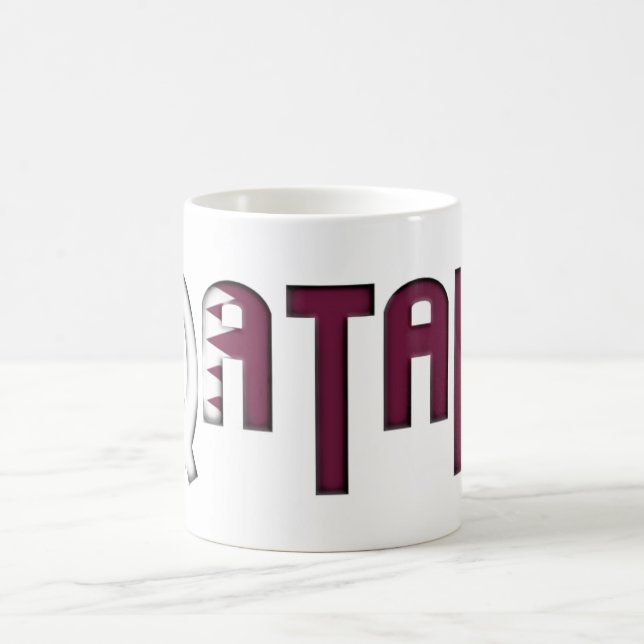 Qatar Typography Flag of Qatar Colours Coffee Mug (Center)