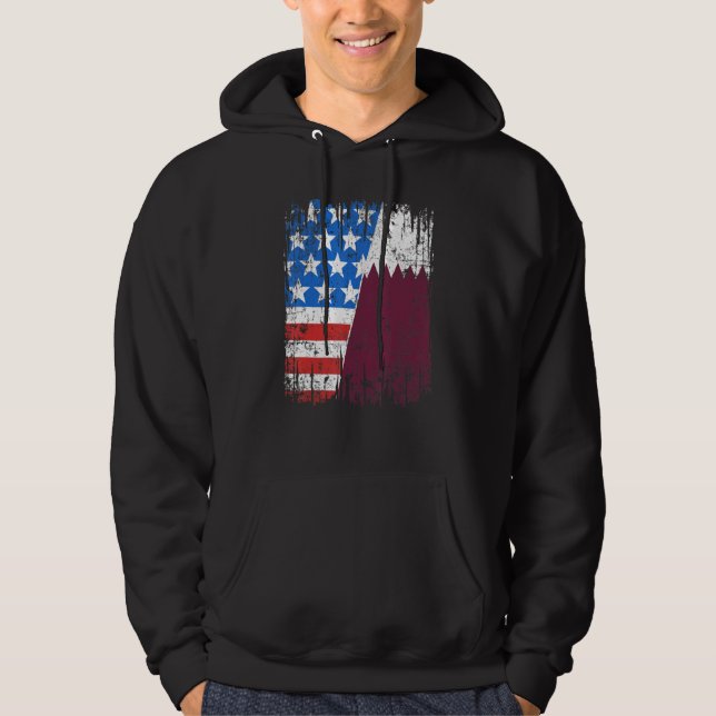 Qatari American Flag Qatar Usa Hoodie (Front)