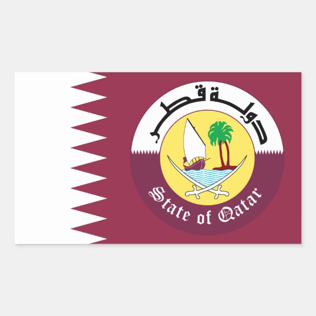 Qatari Flag & Emblem, Flag of Qatar Rectangular Sticker (Front)