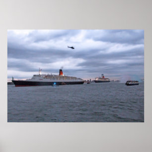 QE2 & QM2 at NYC Poster