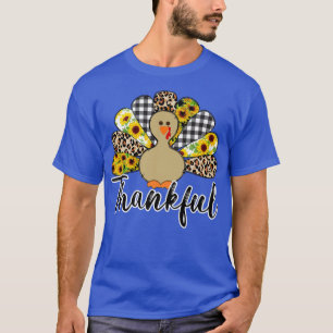 QedX Thankful Leopard Turkey Fall Autumn Vibes Tha T-Shirt