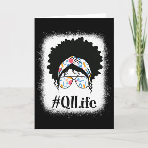 Qi Quality Improvement Nurse Black Afro Messy Bun Card