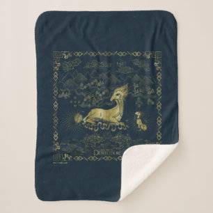 Qilin At Rest Golden Tapestry Sherpa Blanket