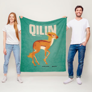 Qilin Vintage Graphic Fleece Blanket