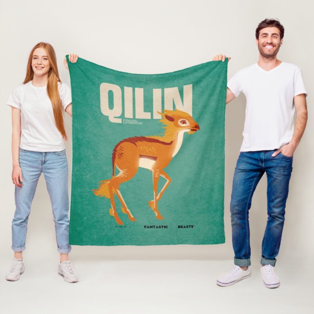 Qilin Vintage Graphic Fleece Blanket (In Situ)