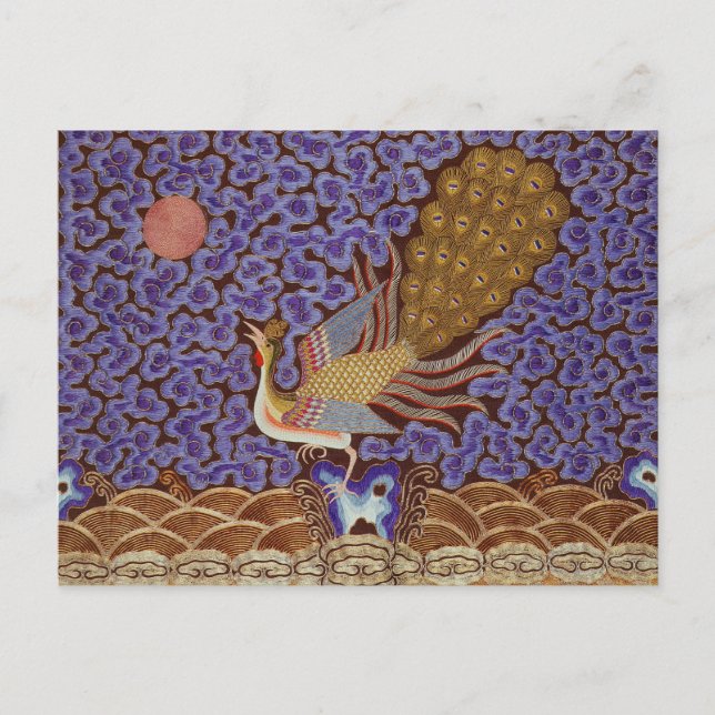 Qing Dynasty Rank Badge with Peacock Postcard (Front)
