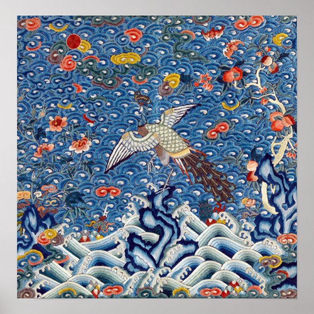 Qing Dynasty Rank Badge with Peacock Poster (Front)