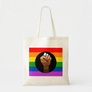 QPOC Pride Flag - Black Fist Tote Bag