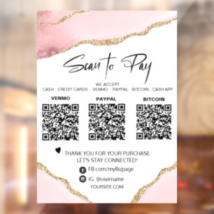 *~* QR 3 PAYMENT Table Tent PINK AGATE