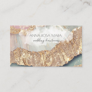 *~* QR Agate Aqua Gold Glitter Glam AP66 Luxe Business Card
