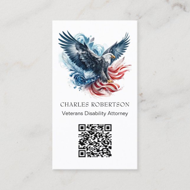 *~* QR - AP16 American Flag Bald Eagle -  Photo Business Card (Front)